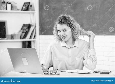 Technological Mind Happy Student With Laptop Teacher Woman Teachers