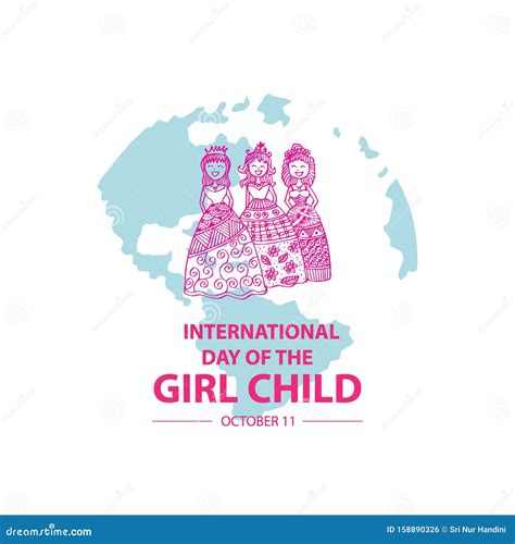 International Day of the Girl Child Stock Illustration - Illustration ...