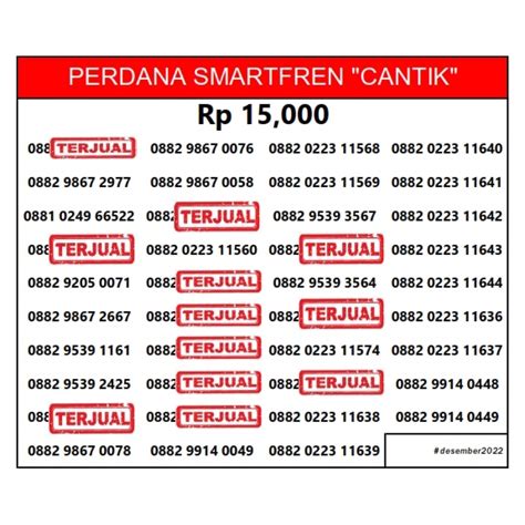 Jual Perdana Smartfren Kartu Perdana Nomor Cantik Pilihan Shopee