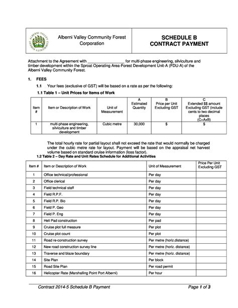 Project Payment Schedule Template