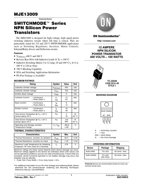 Mje On Semiconductor Transistors Hoja De Datos Ficha T Cnica