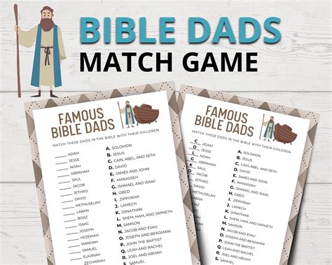Bible Dads Match Game - Printable Bible Father's Day Games - Christian