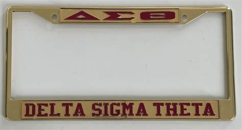 DST Delta Sigma Theta Gold Frame Gold Background Red Letters Quality