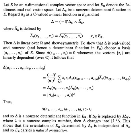 Linear Algebra Natural Orientation Of An Underlying Real Vector Space