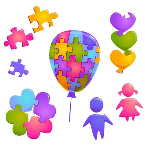 símbolos del día mundial del autismo con piezas de rompecabezas