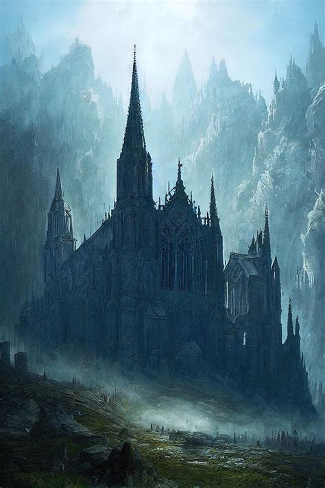 Gothic Cathedral Among The Mountains Painting By Am Fineartprints