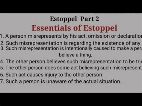 Estoppel Part Essentials Of Estoppel Law Of Evidence Youtube