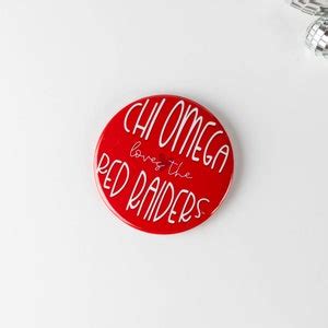 Chi Omega Texas Tech Greek Game Day Tailgate Buttons Game Day Pin