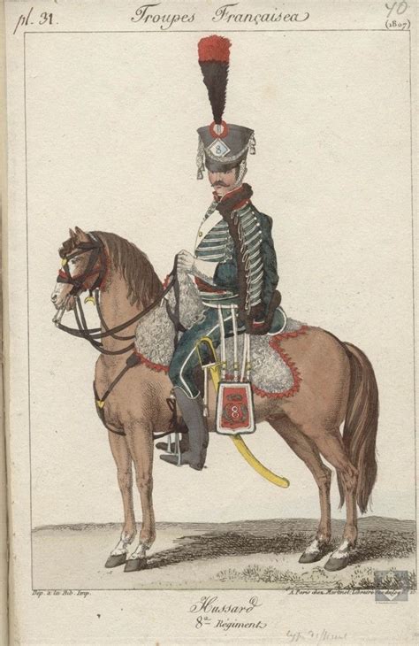 E R Giment De Hussards Par Martinet War Art Ancient