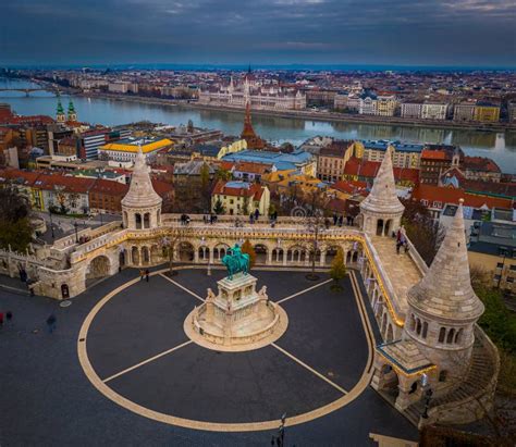 Budapest Hungary Aerial View Of The Famous Fisherman S Bastion At