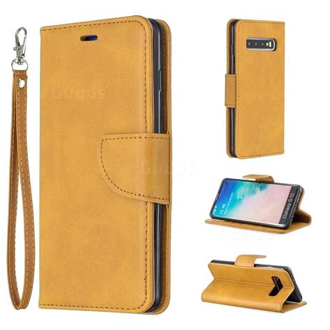 Classic Sheepskin Pu Leather Phone Wallet Case For Samsung Galaxy S10 61 Inch Yellow