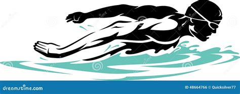 Swimmer Butterfly Stroke Vector Black Silhouette Cartoondealer