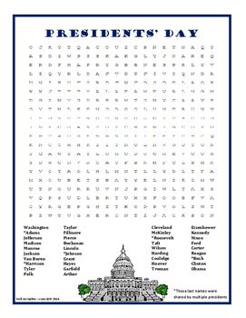 Presidents' Day Word Search by Kelli Lovingfoss | TpT