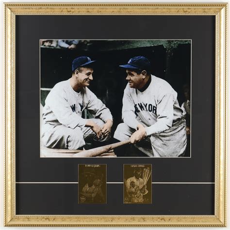 Babe Ruth Lou Gehrig Yankees Custom Framed Colorized Photo Display With Kt Gold Trading