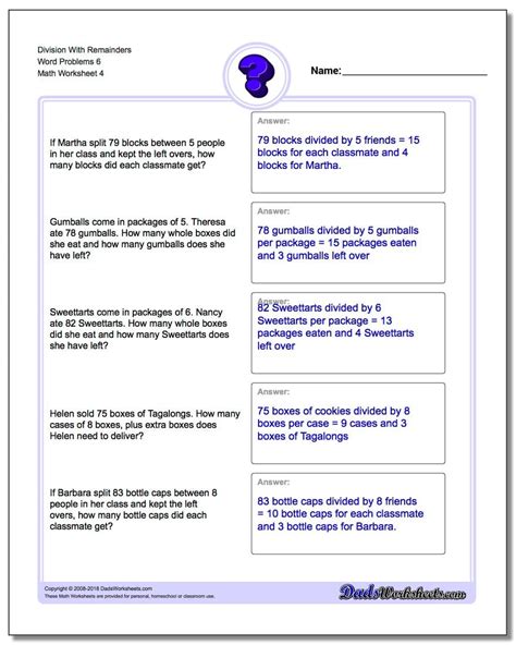 Division With Remainders Word Problems