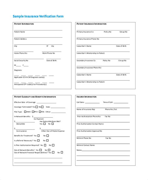 FREE 10 Sample Insurance Verification Forms In PDF MS Word