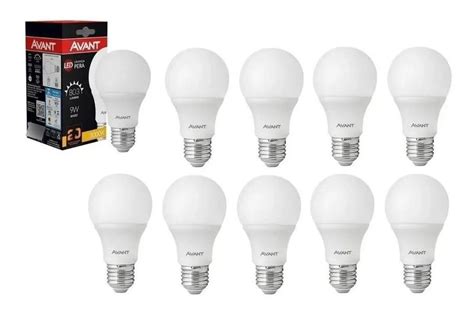 Kit 10 Lampada Led Bulbo 9w E27 Branca Quente 3000k Amarela Avant