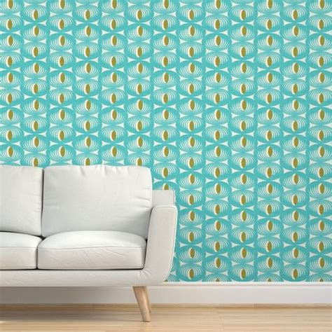 Oculus Mid Century Modern Geometric Aqua Spoonflower