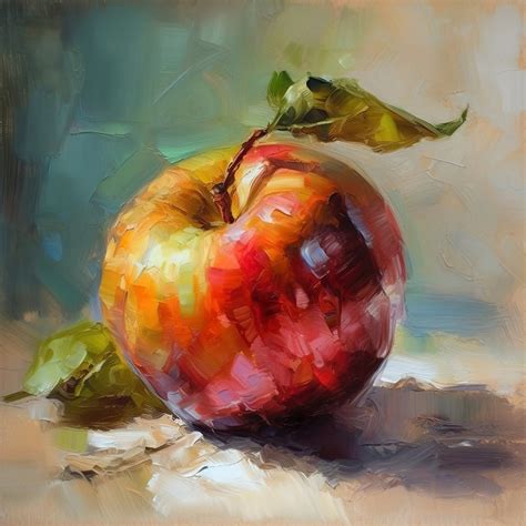 Apple Impressionistic Still Life Oil Painting Digital Download Print - Etsy