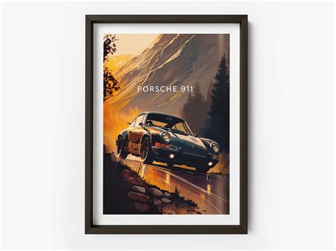 Classic Porsche 911 Poster Poster Car Print Birthday Wall Etsy