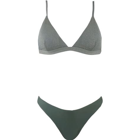 gsecret Γυναικείο set μαγιο lurex bra αποσπώμενη ενίσχυση bikini παρτό ψηλόμεσο ΧΑΚΙ GLAMI gr