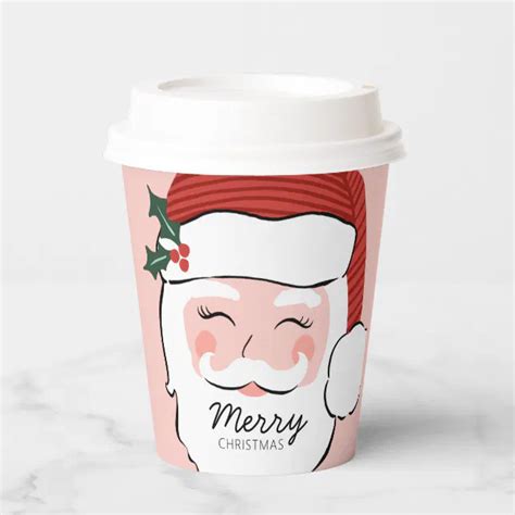 Cheerful Santa Face Merry Christmas Paper Cups Zazzle