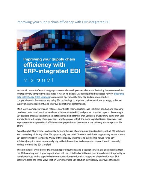 Ppt Improving Your Supply Chain Efficiency With Erp Integrated Edi Powerpoint Presentation