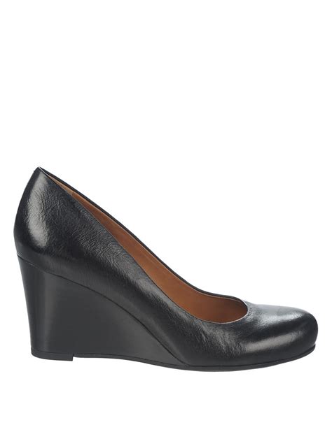 Franco Sarto Rina Leather Wedge Pumps In Black Lyst