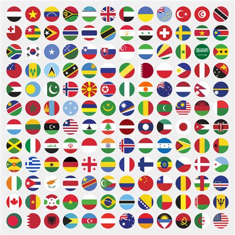 Set Of Round Country Flags In The World Vector Art At Vecteezy