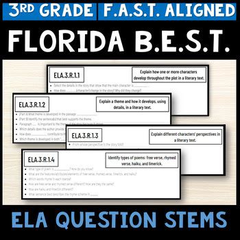 Rd Grade Florida Best Standards Ela Question Stems Aligned To F A S T