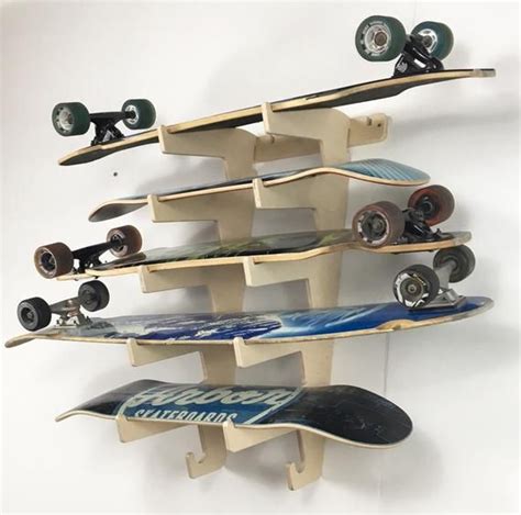 Longboard Skateboard Storage And Display Wall Rack Holds Boards