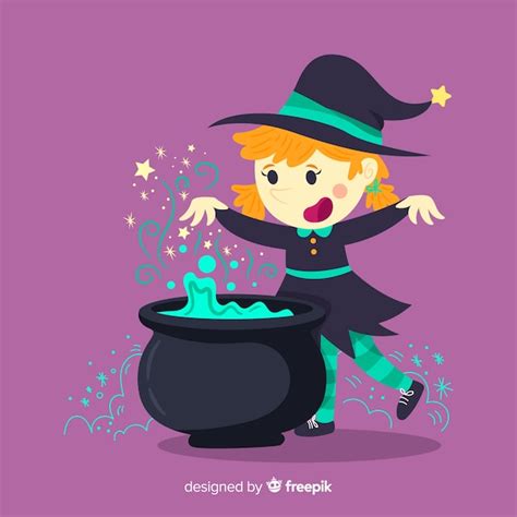 Fondo De Halloween Con Bruja Linda Vector Gratis