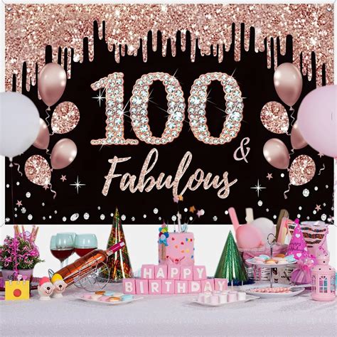 100th Birthday Decorations For Women 100th Birthday Decoration Black