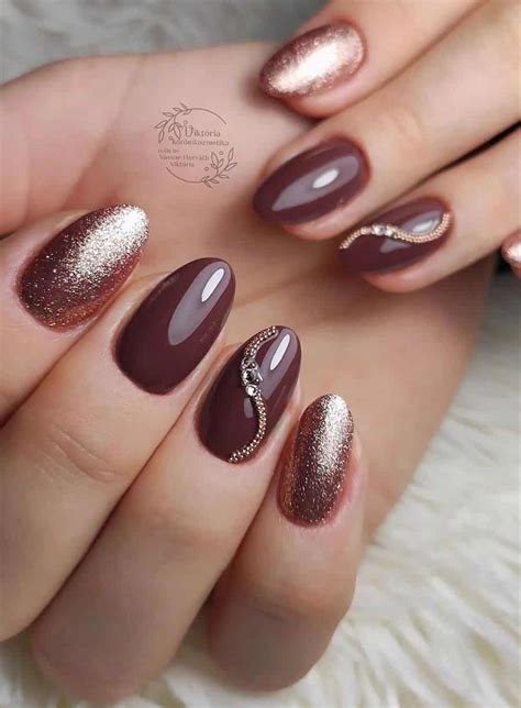 Elegant Rose Gold And Burgundy Nails You Ll Love