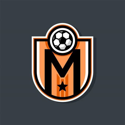 letter M soccer logo. football logo badge with a soccer ball ...