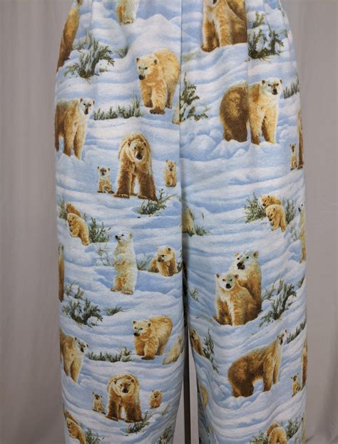 Polar Bear Print Pajama Pants Women Flannel Lounge Wear Etsy