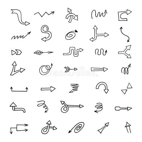 Arrows Flat Symbols Set Signs Collection Stock Vector Illustration