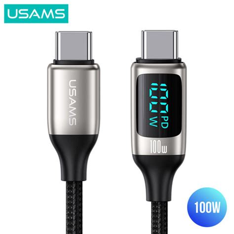 Promo USAMS U78 Kabel Data Fast Charging C To C Digital Display 100W