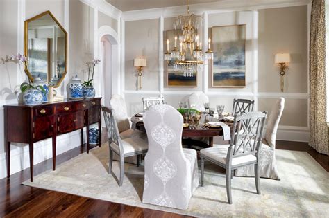 Dining Room Featuring Two Toned Paneled Walls In Greek Villa By Sherwin