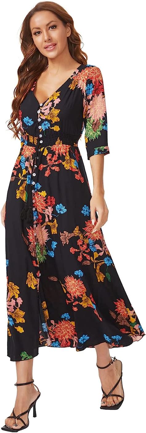 Milumia Womens Button Up Split Floral Print Flowy Party Maxi Dress At Amazon Womens Clothing Store