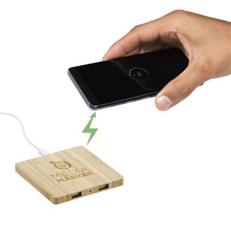 Bamboo Wireless Charging Pad With Dual Outputs 7143 06nt