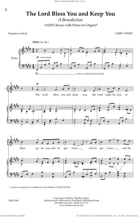 The Lord Bless You And Keep You A Benediction Sheet Music For Choir Satb Soprano Alto