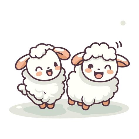 Cute Cartoon Sheep Vector Illustration Of Two Funny Sheeps 33646272