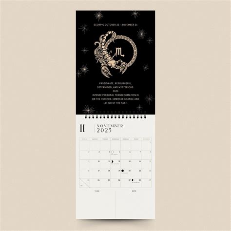 2025 Calendar Zodiac Calendar Moon Phase Calendar Astrology Horoscope ...