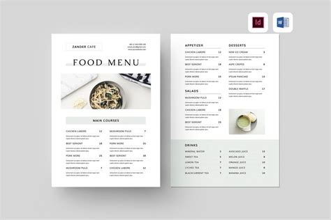 Food Menu Template MS Word Template Printable Restaurant Menu Template ...