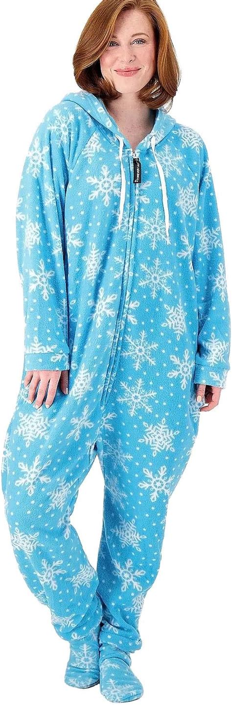 Forever Lazy Adult Onesie Blue Snowflake Xl Clothing