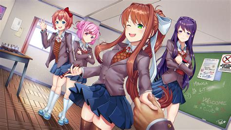 Wallpaper Doki Doki Literature Club Visual Novel Anime Girls