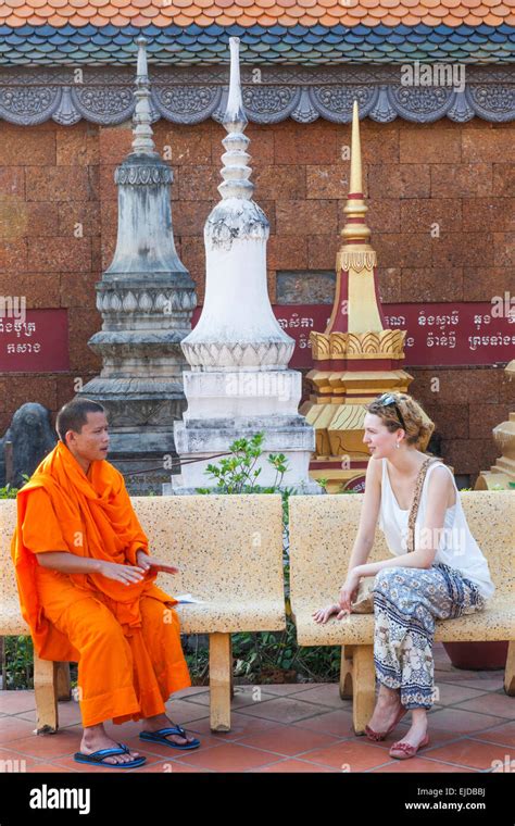 Cambodia Siem Reap Preah Promreath Temple Female European Tourist