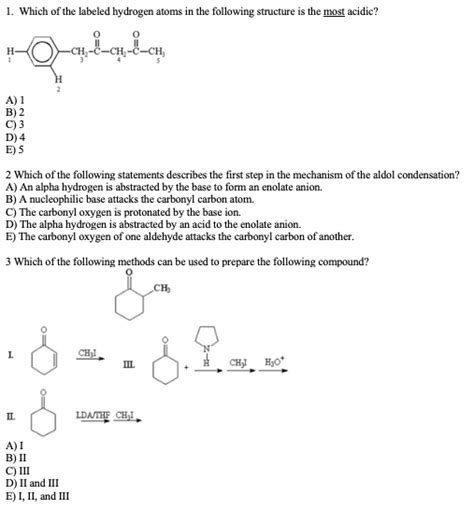 Solved 1 Which Of The Labeled Hydrogen Atoms In The Chegg