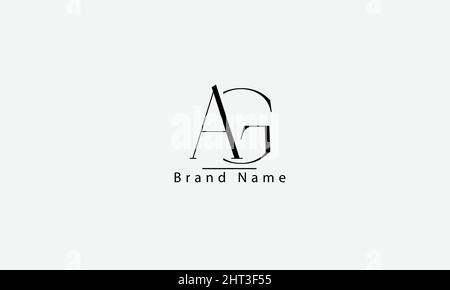 Monogram Initial Ag Ga Logo Template Black Color Vector Illustration